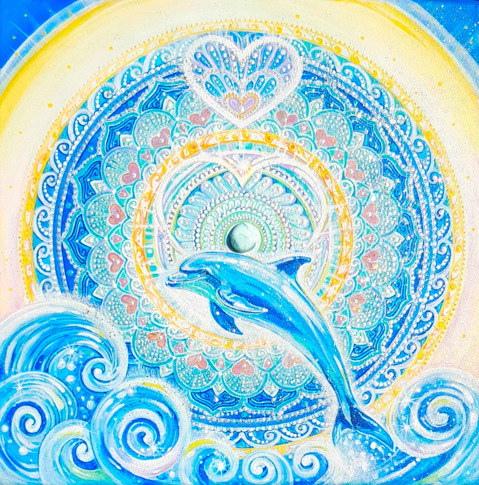 Osobní mandala s larimarem, 35x35 cm